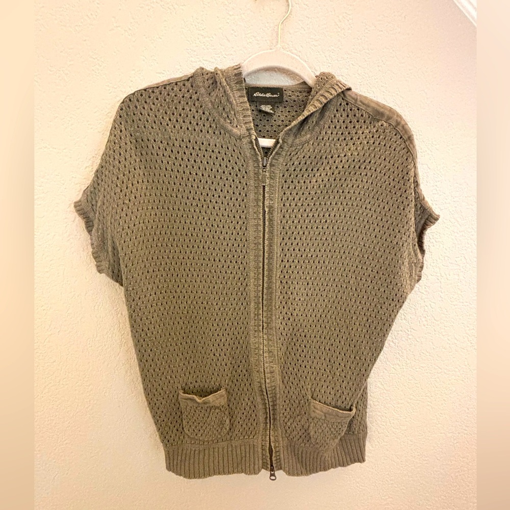Eddie Bauer crochet zip hoodie vest